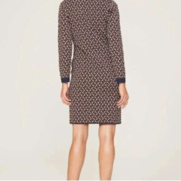 DVF Diane Von Furstenberg Mini Dress Milena Zig Zag Camel Knit Office Small NEW - Picture 3 of 15